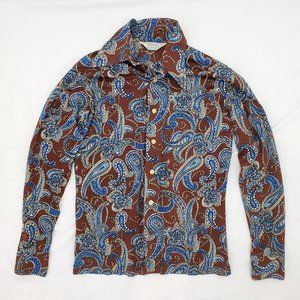 Vintage FOCUS Dress Shirt PERMANENT PRESS Paisley Shirt Size Medium